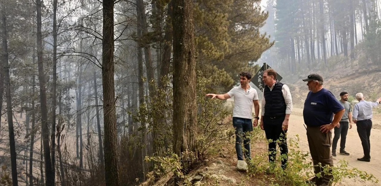 Diego Santilli e Ignacio Torres recorrieron los incendios en Chubut